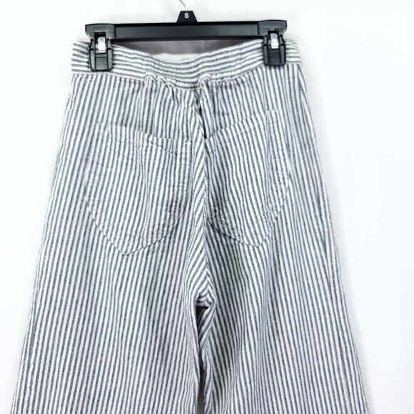 Lykke Wullf Basil Striped Linen Pants Size XS Cropped Wide Leg - Picture 12 of 15